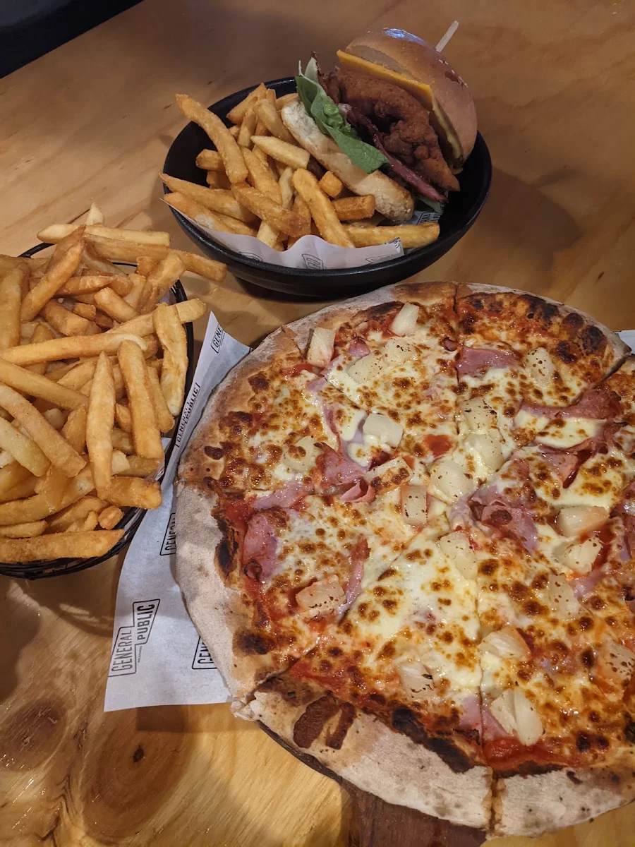 Hawaiian Pizza and Bowl of Chips