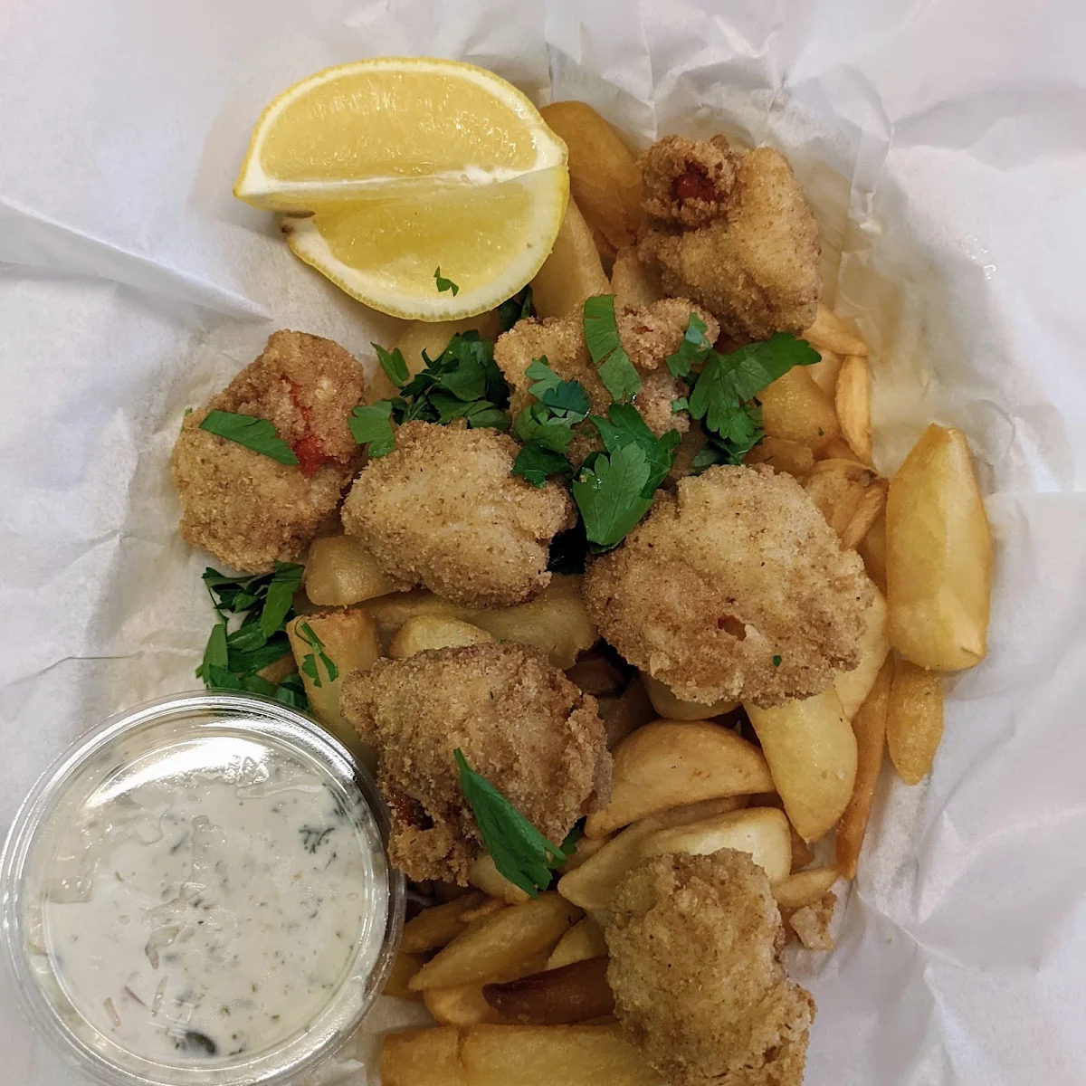 Scallopst & Chips, Mako Seafood