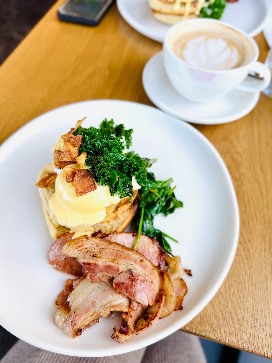 Eggs Benedict with Extra Bacon, Redbrick Coffee City