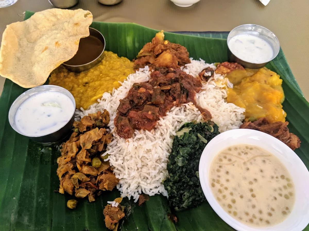Vegetarian Thali on Banana Leaf