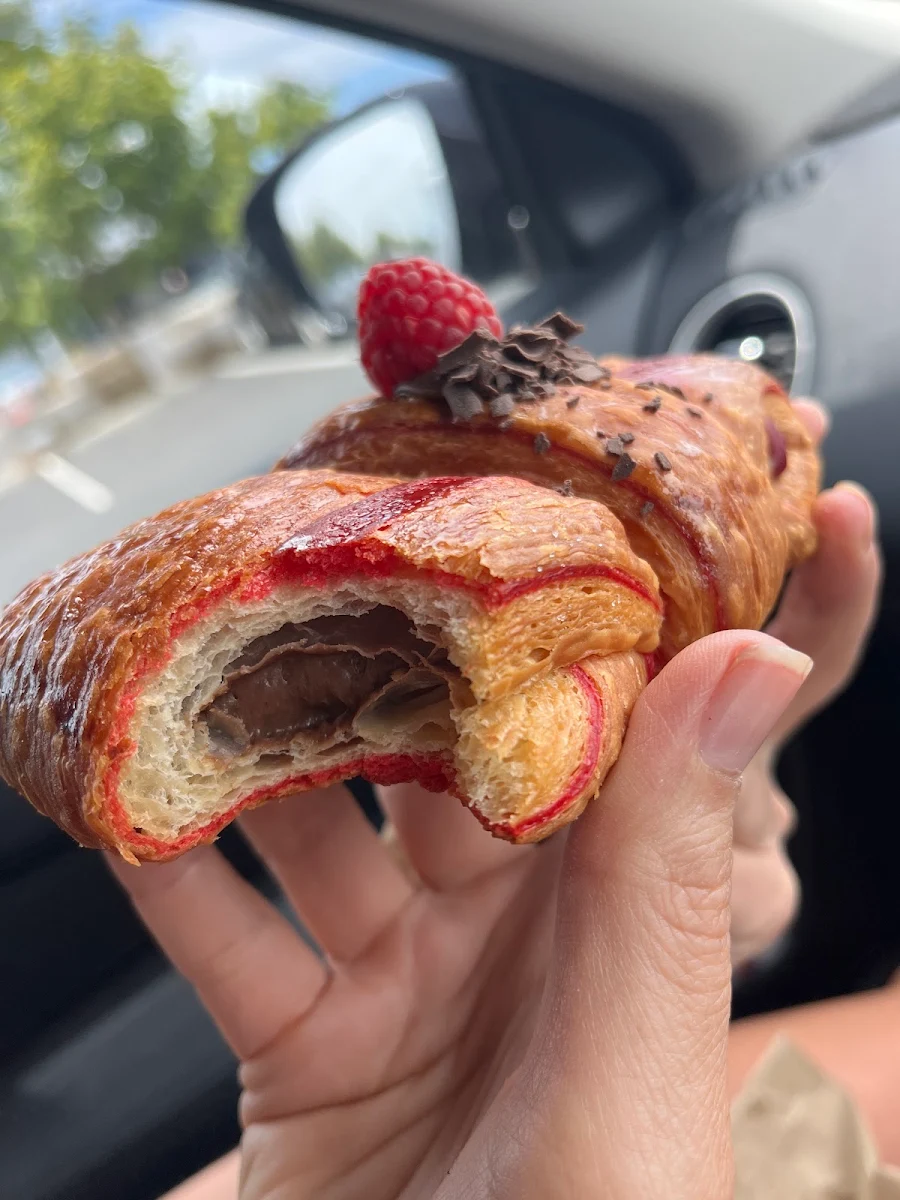 Chocolate and Vanilla Custard Filled Eclair