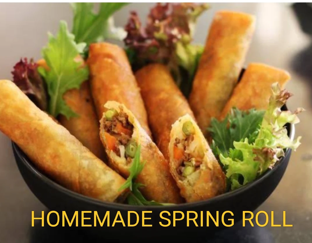 Homemade Beef Spring Roll with Vegetables Serve with Sweet Chili Sauce 3pieces