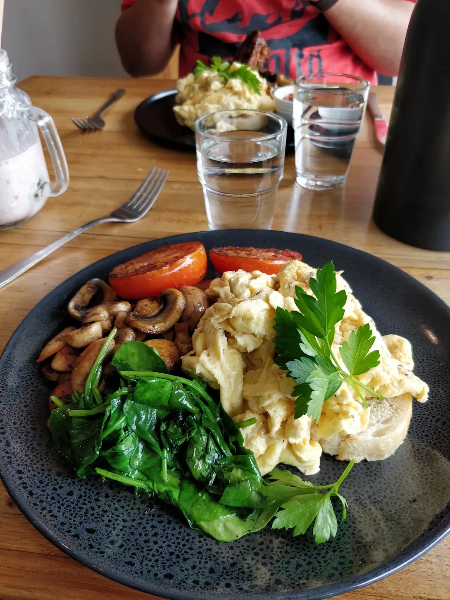 Scrambled Eggs on Sourdough with Mushrooms