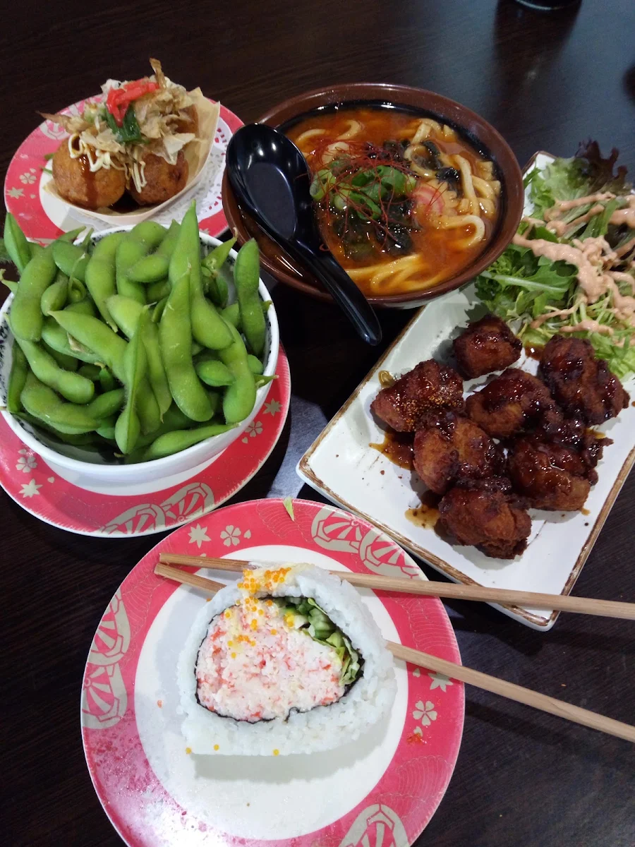 California Roll Karaage Chicken Edamame Takoyaki Spicy Udon Soup