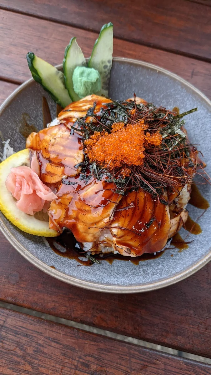Grilled Salmon on Rice