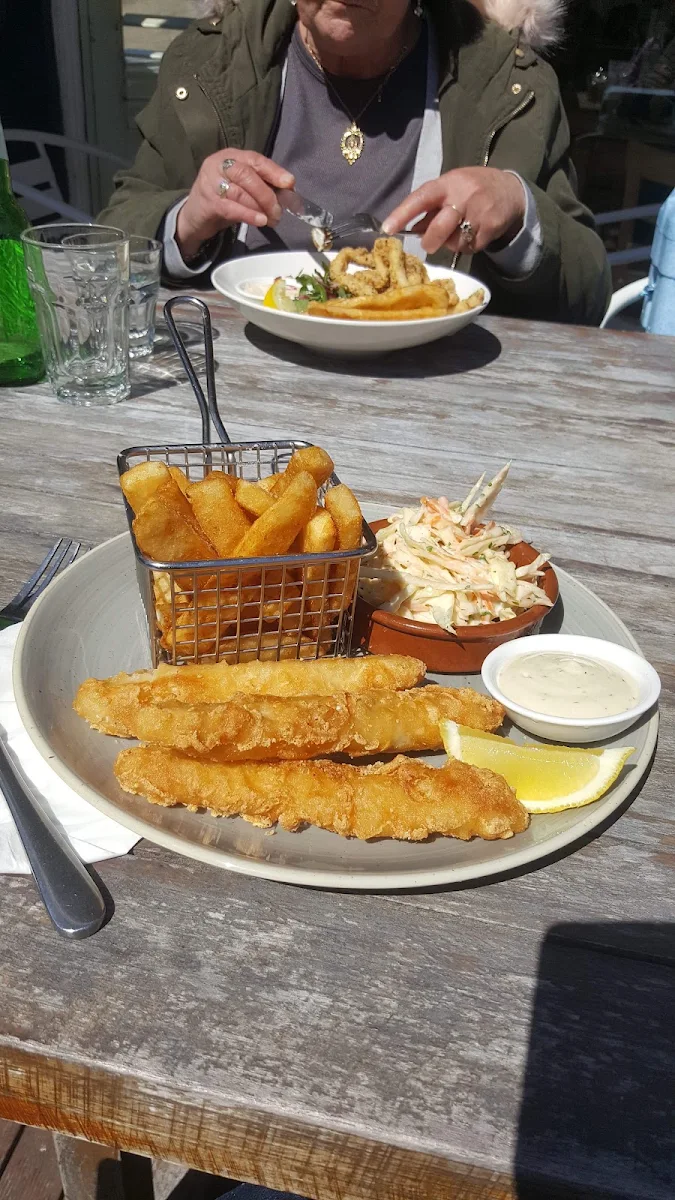 Fish Chips and Coleslaw Salad