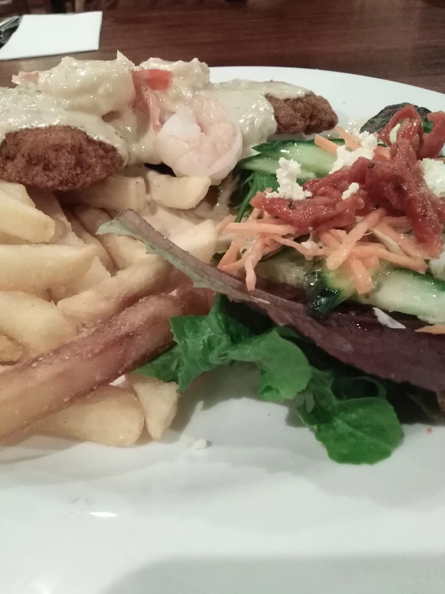 Beef Schnitzel Garlic Prawns