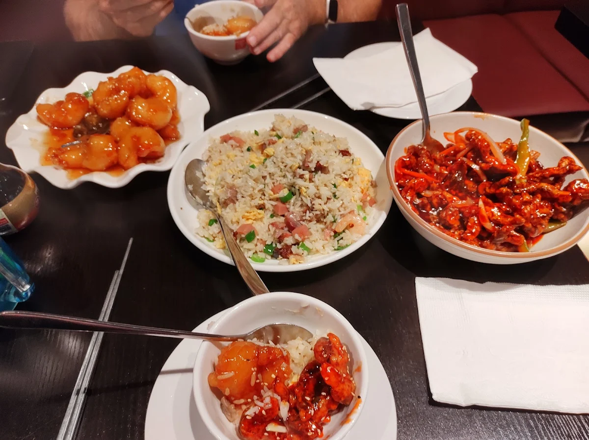Rainbow Beef Fried Rice Honey Prawns