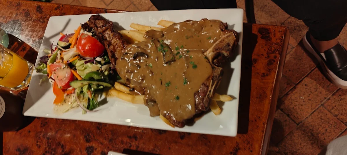 T Bone with Chips and Salad