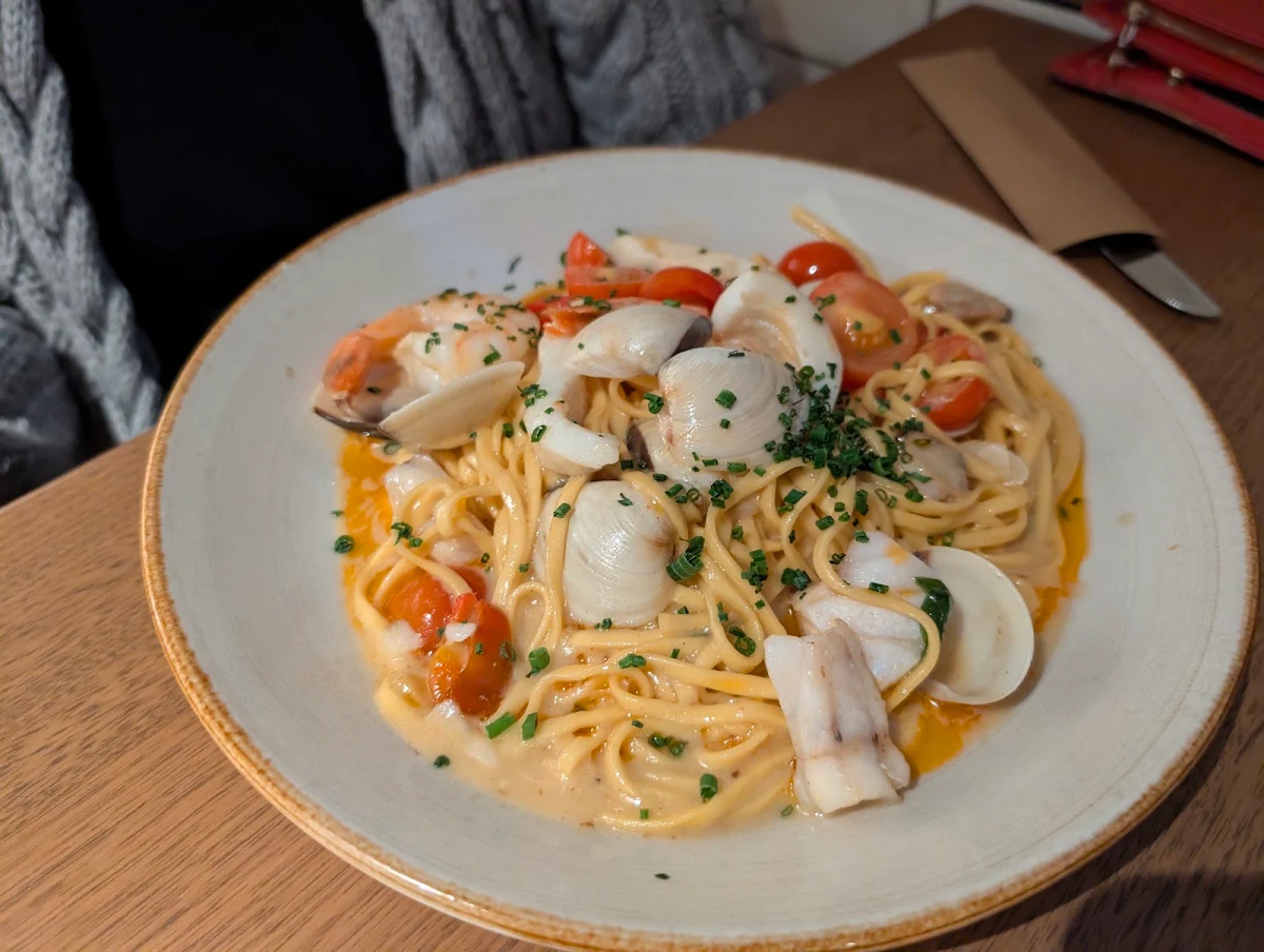 Seafood Linguine with Prawns Clams Calamari Fish Chilli Garlic Lemon Olive Oil