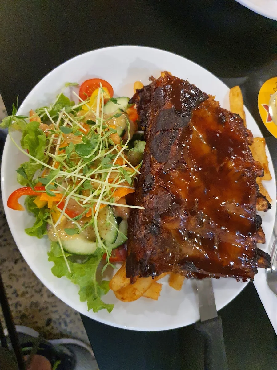 Ribs Chips and Salad