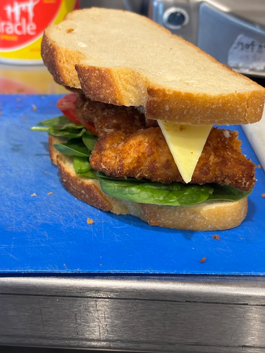 Chicken Schnitzel Sandwich, Pitstop Cafe.