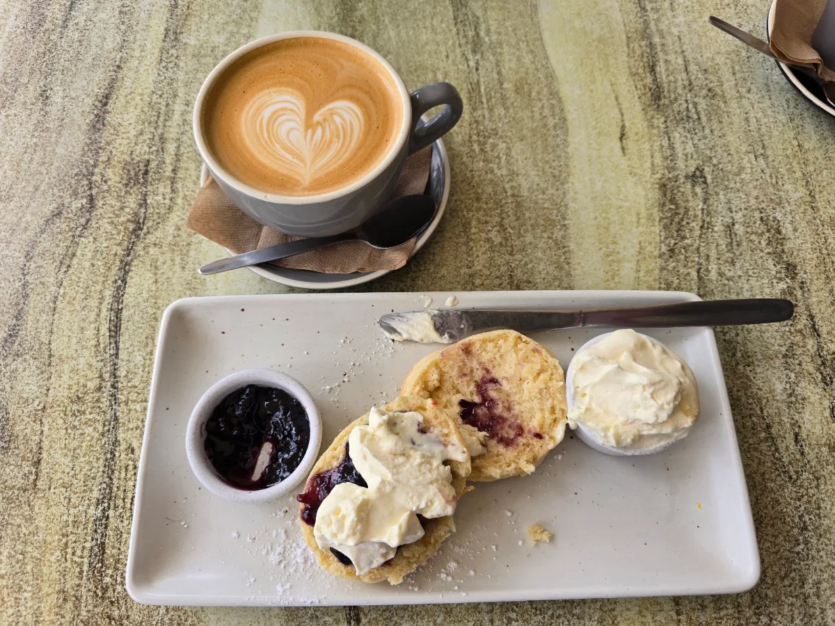 Flat White and Jam Scones, Aromas On Sea