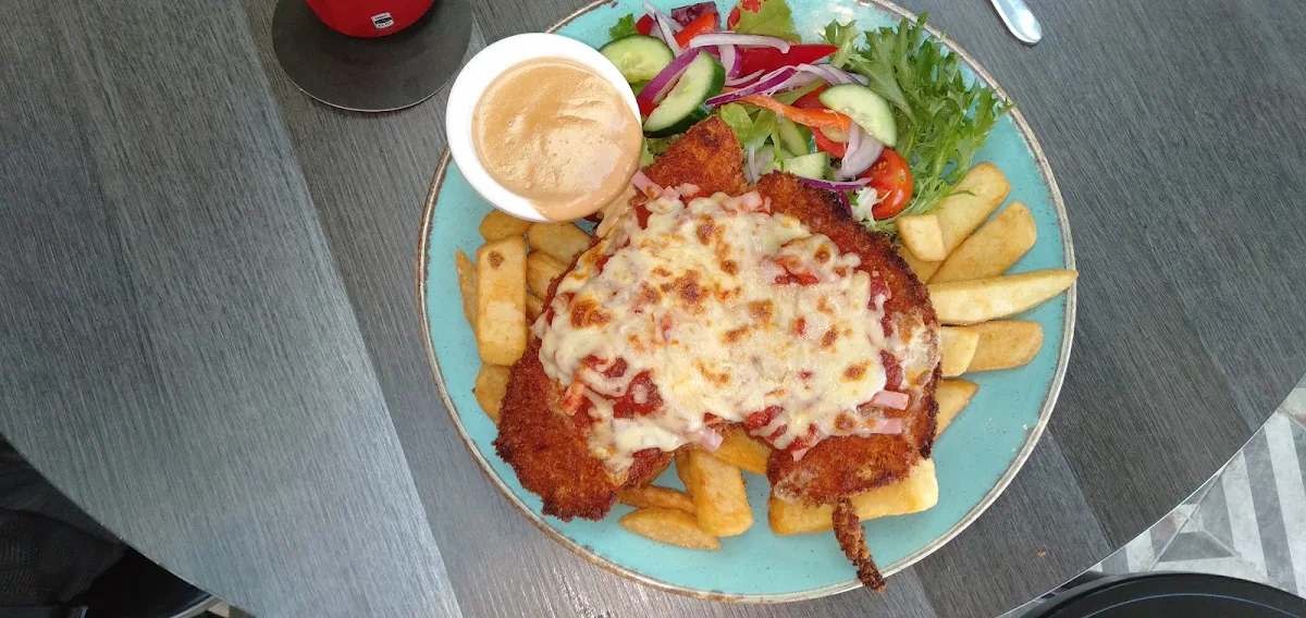 Chicken Schnitzel Chips and Salad