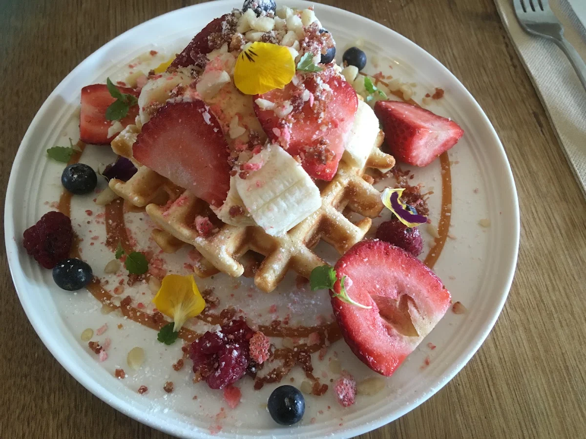 Peach & Blueberry Waffles