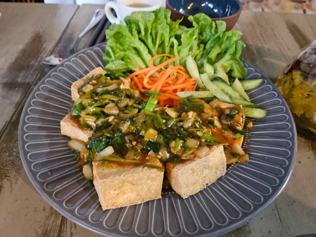Fried Tofu Green Onion With Sauce Đậu Hũ Chiên Tẩm Hành