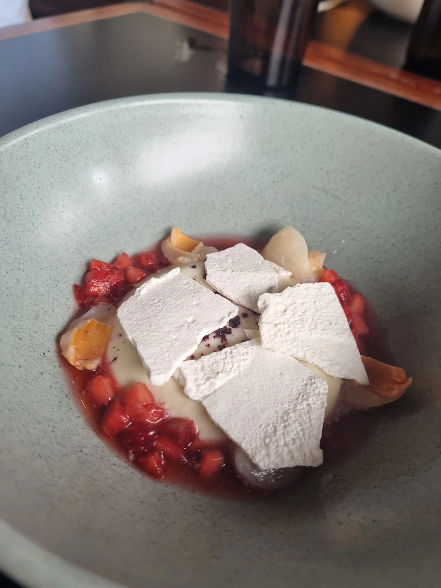 Jasmine Panna Cotta Strawberries Lychee Pepperberry Meringue