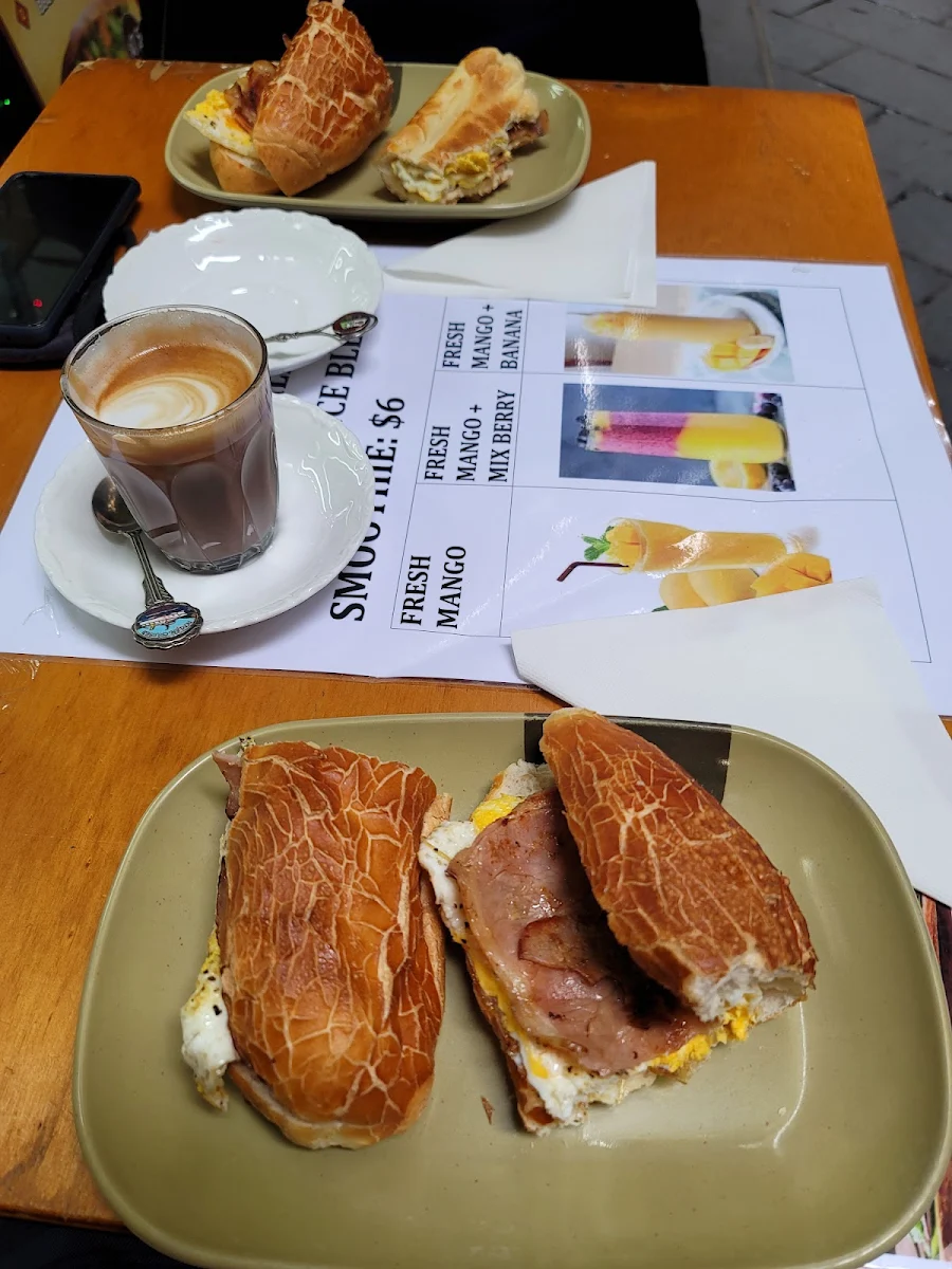 Breakfast Special Bacon and Egg Roll with Small Coffee