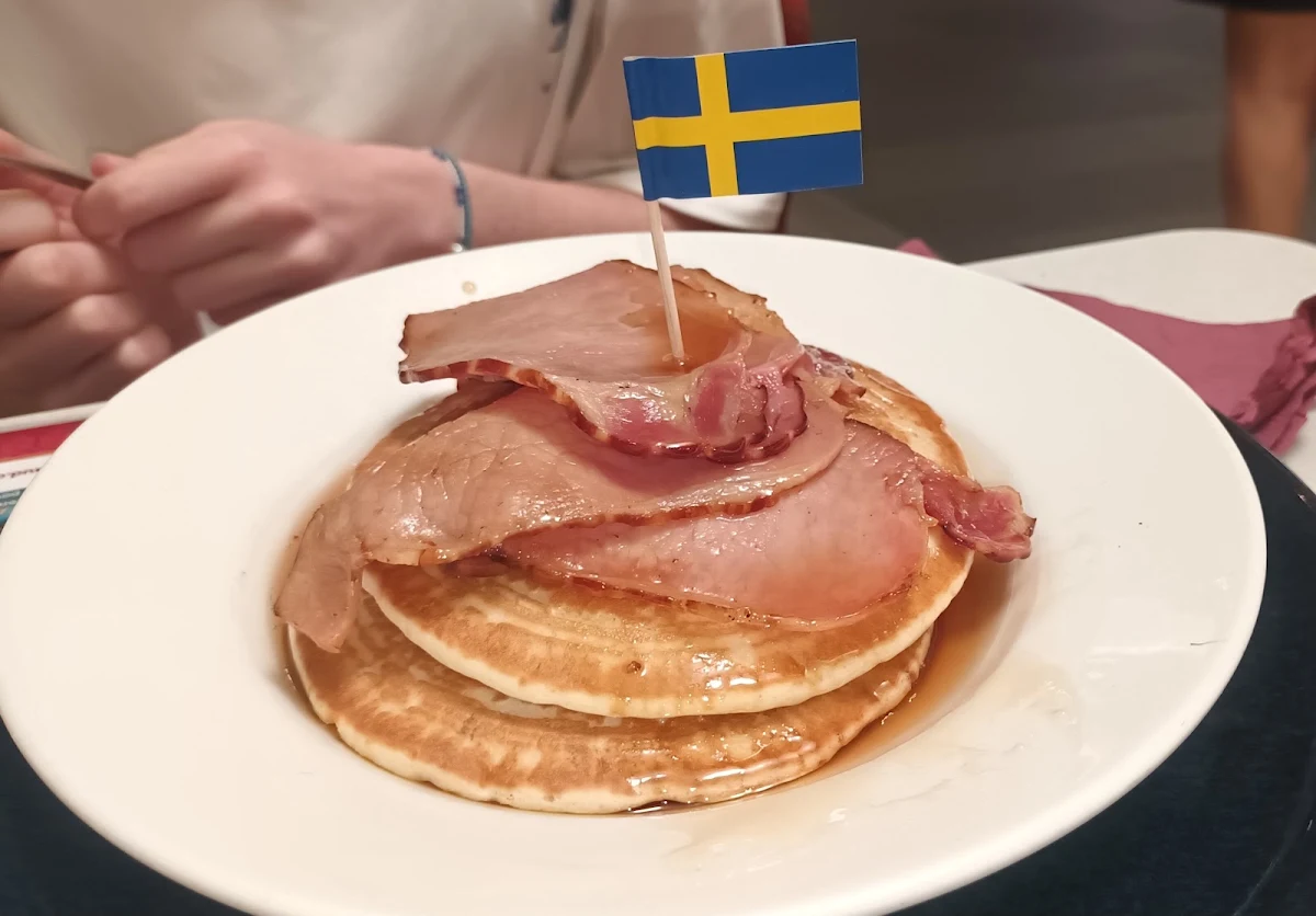 Pancake Stack with Bacon & Syrup, Miss Maud Karrinyup