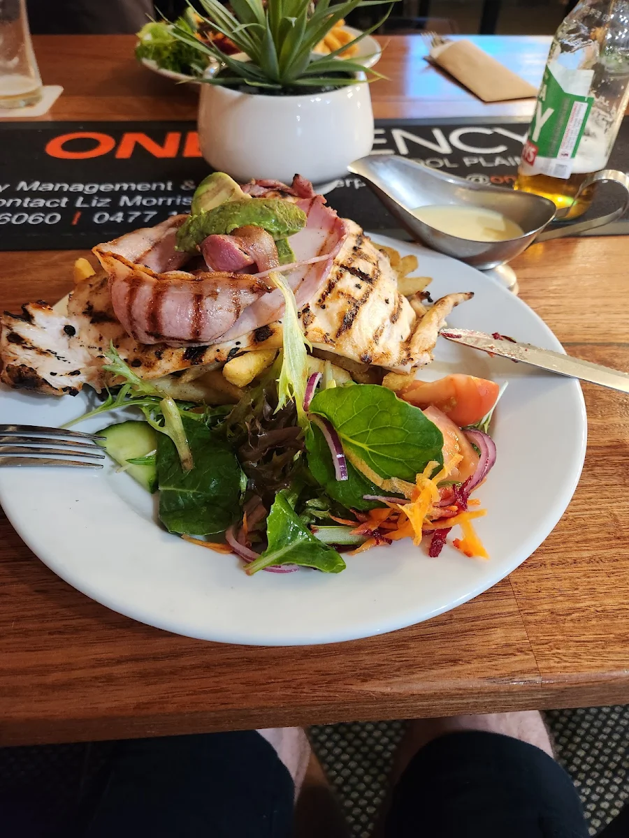 Grilled Chicken Breast Add Bacon Add Avo Chips and Salad