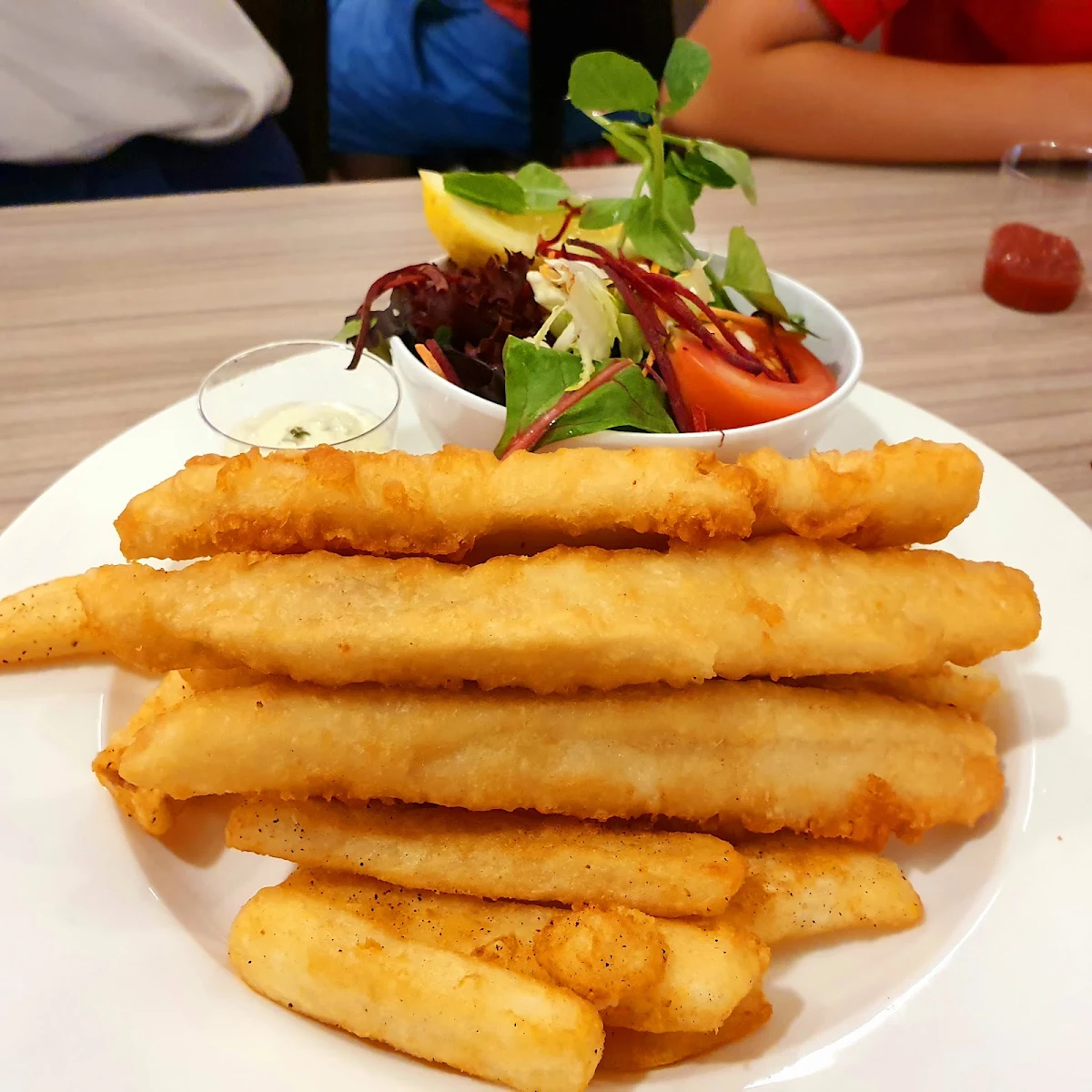 Battered Flathead with Chips and Salad