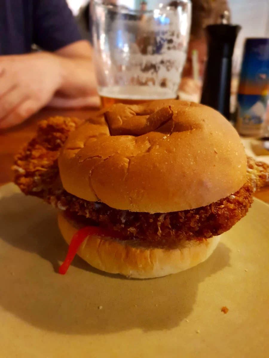 Crispy Chicken Burger, The Train Yard cafe & Events space