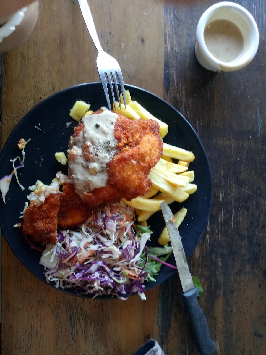 Chicken Schnitzel with Pepper Sauce