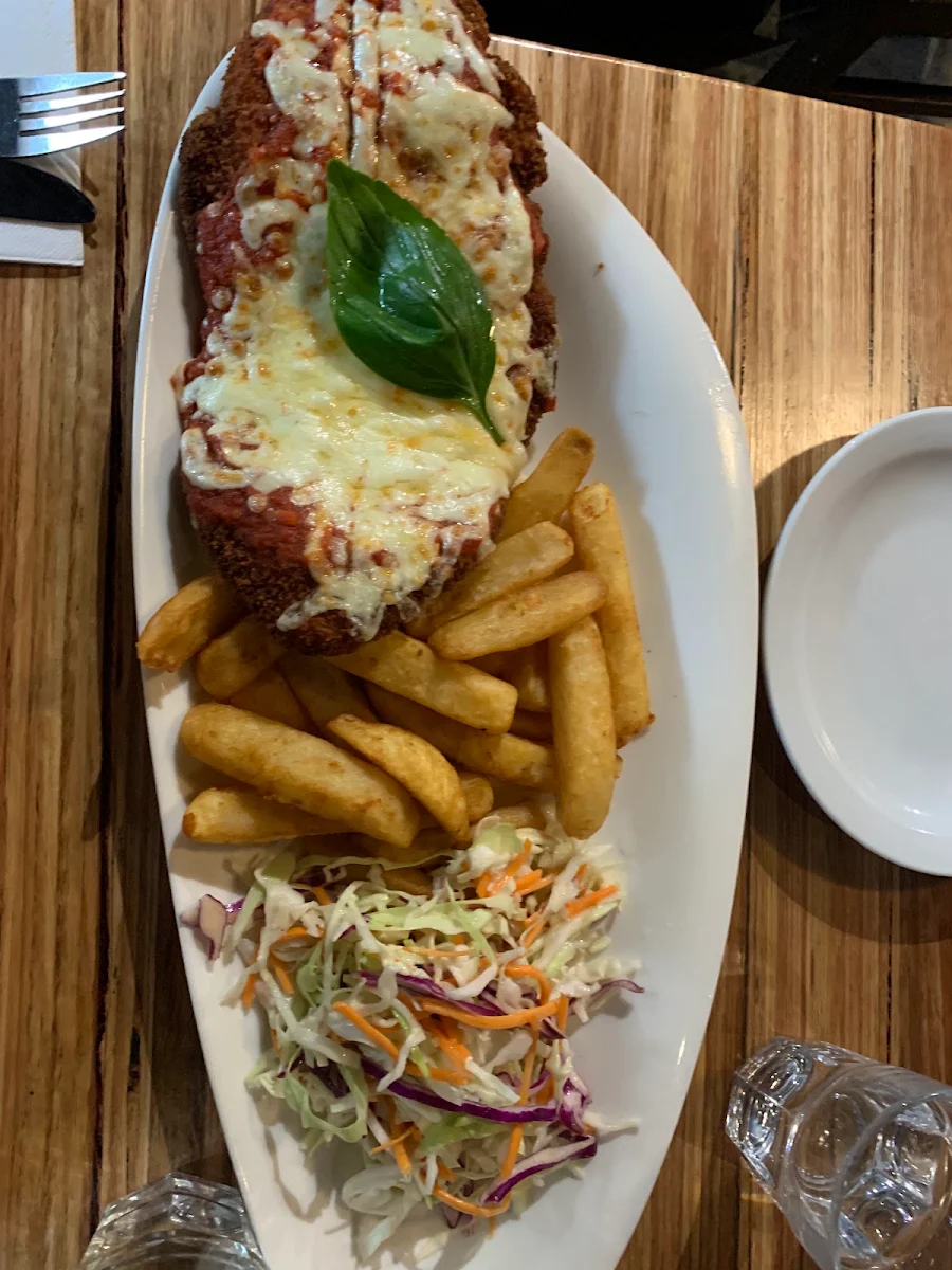 Chicken Parmigiana and Chips