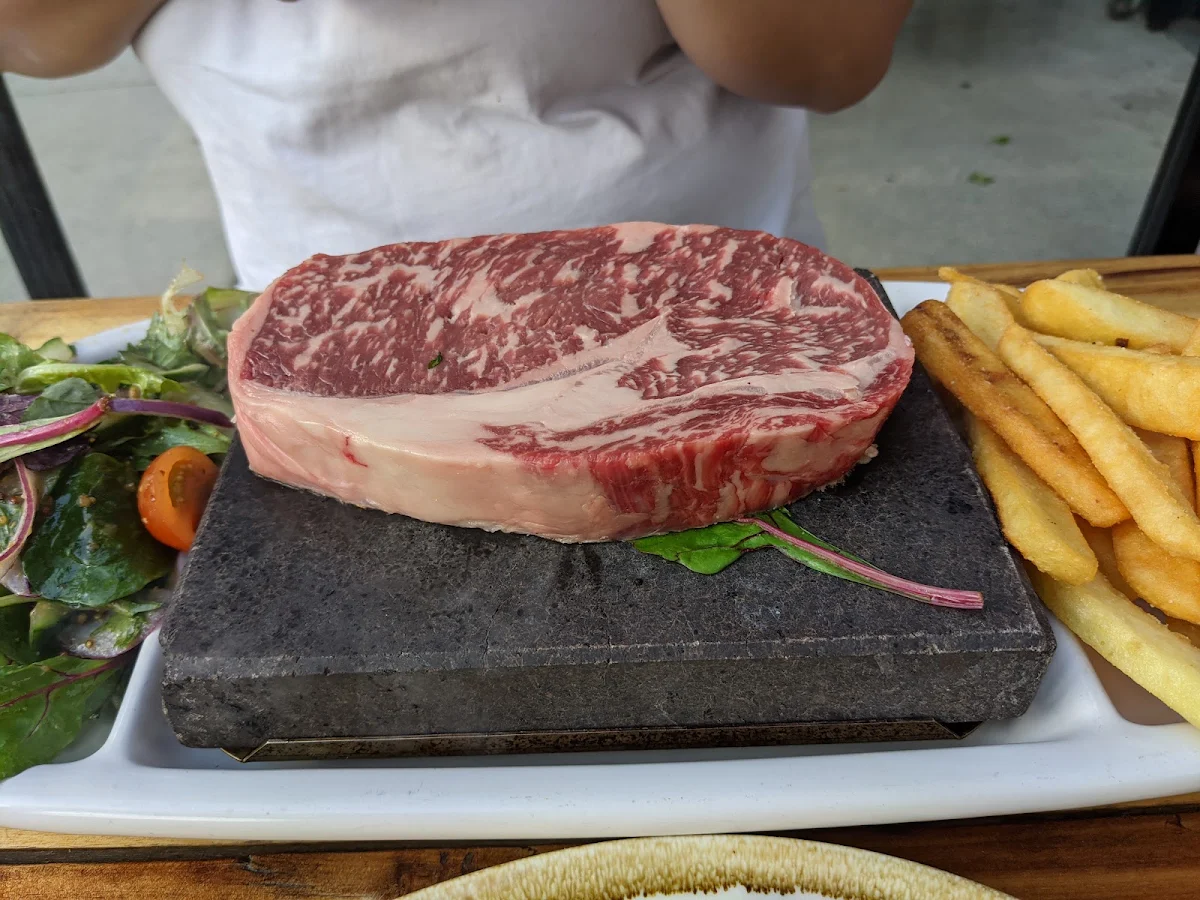 Rib Eye Steak on Stone Grill