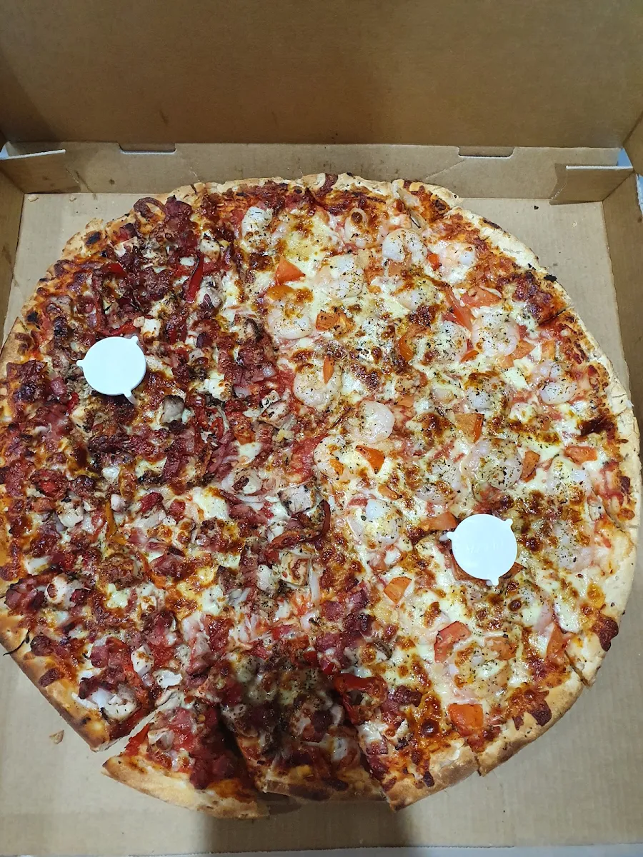 Party Size Pizza Half Mediterranean Half Gourmet Meat Lovers