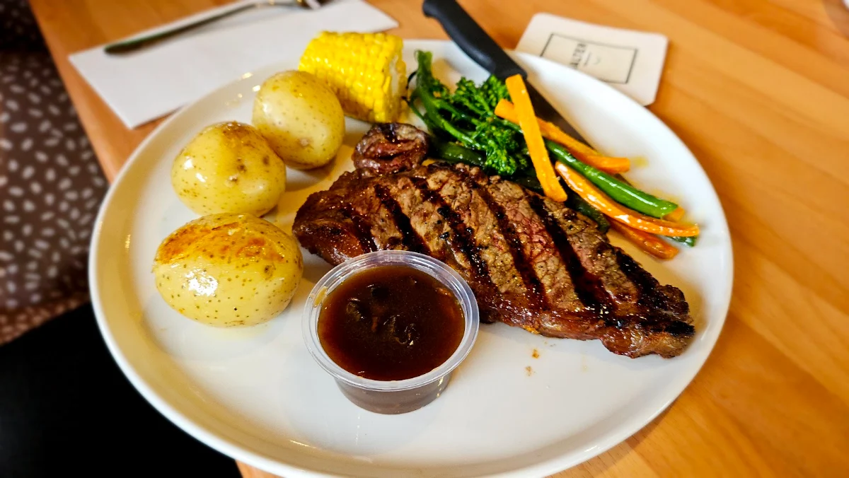 Rump Steak and Steamed Vegetables