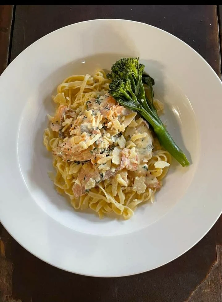 Smoked Salmon with Creamy Dill Sauce and Home Made Pasta