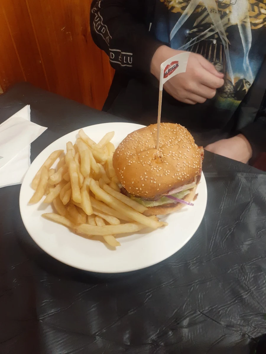 Beef and Cheese Burger and Fries