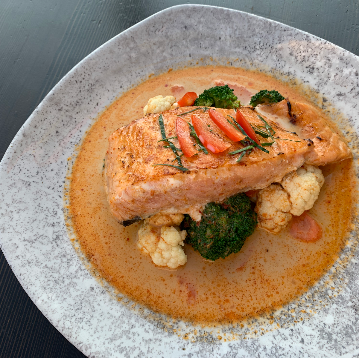 Grilled Salmon Fillet with Panang