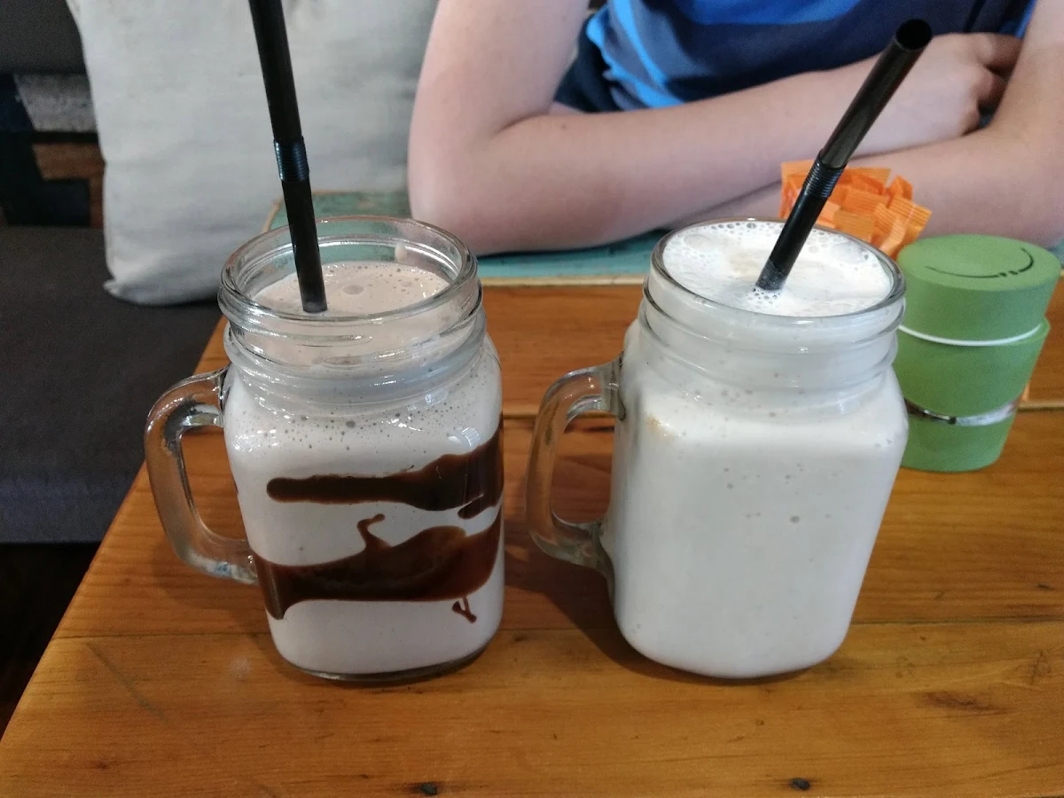 Banana Smoothie and Chocolate Milkshake