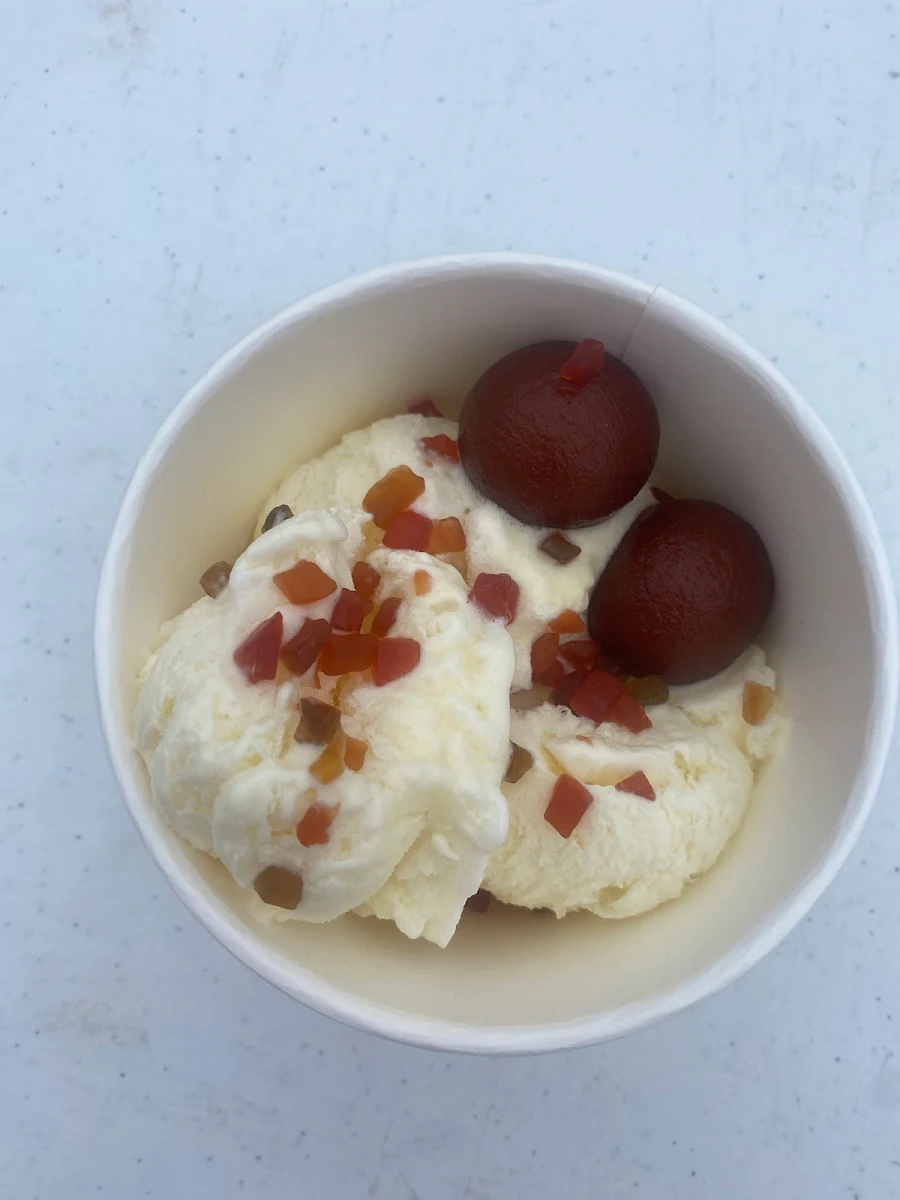 Gulab Jamun Served with Ice Cream