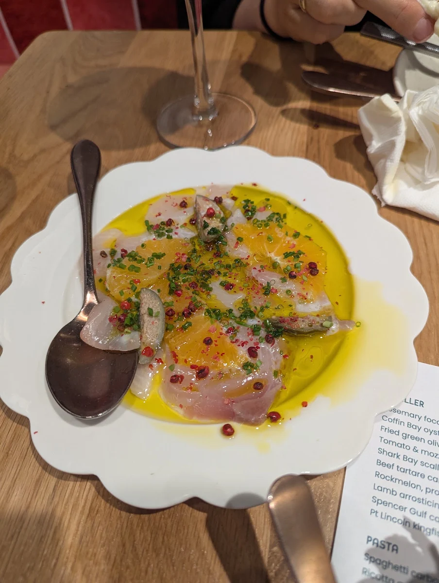 pt Lincoln Kingfish Crudo Blood Orange Caper Berries