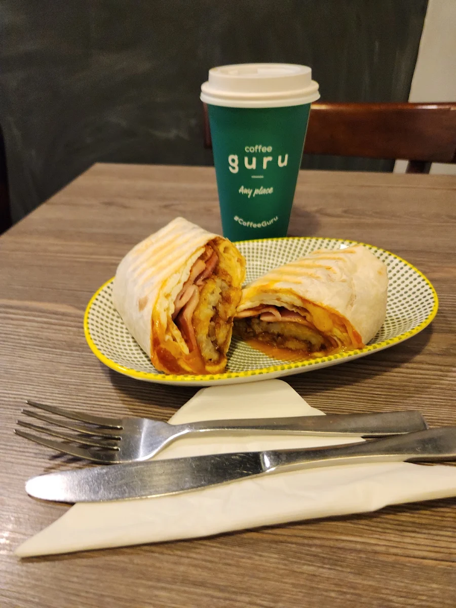 Breakfast Wrap, Coffee Guru Charnwood