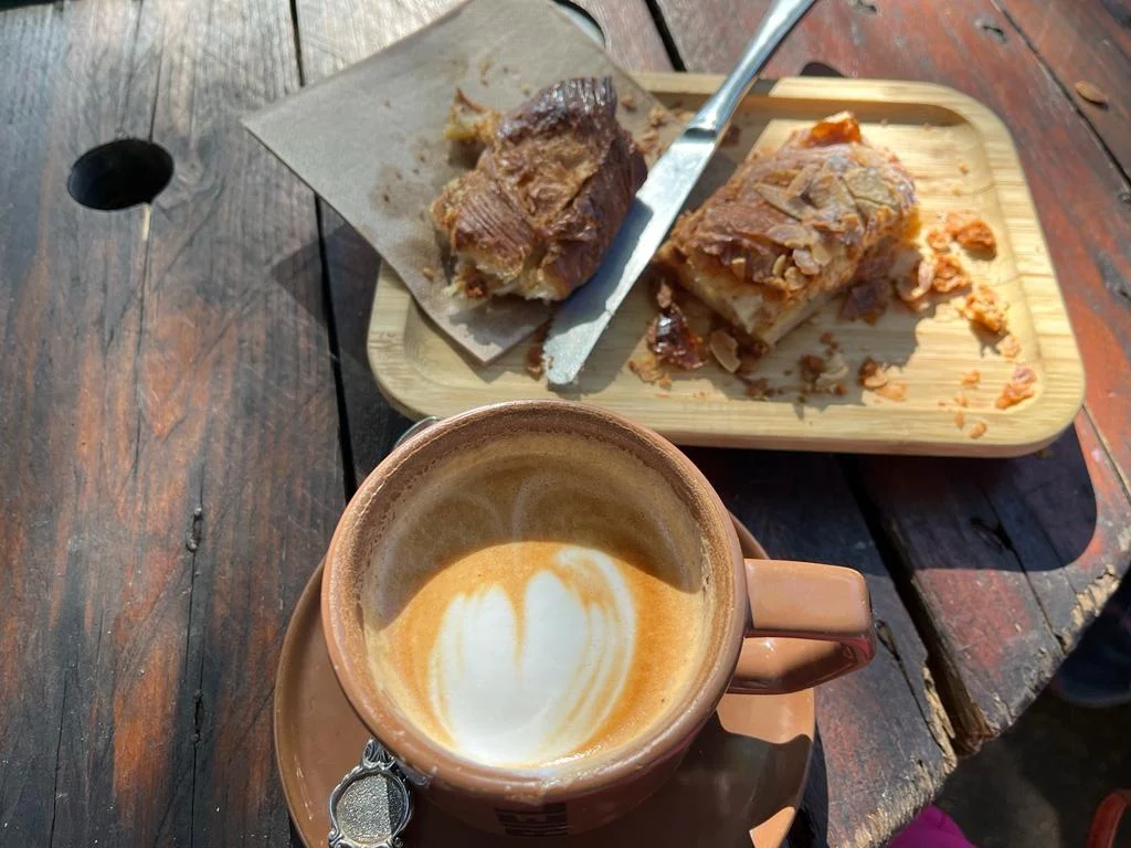 Almond Croissant and Cappuccino