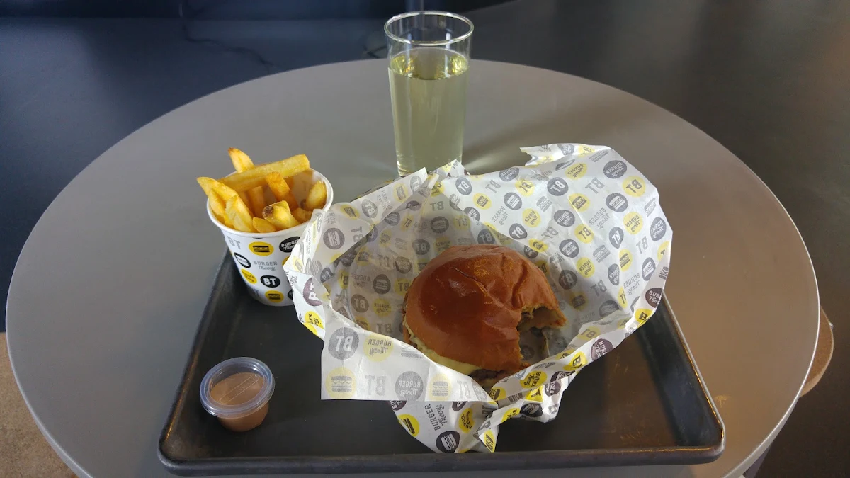 Burger Fries and Beer