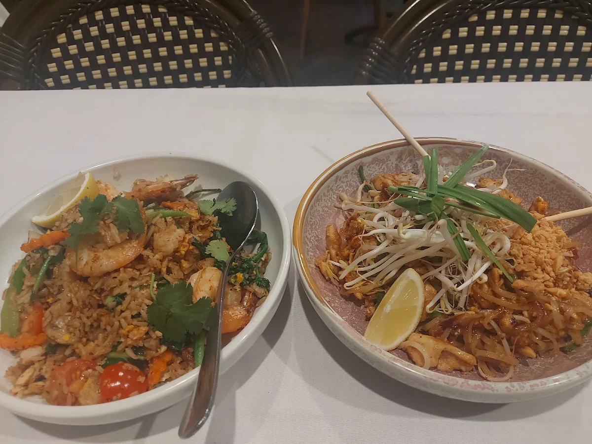 Chicken Pad Thai Noodles & Seafood Fried Rice