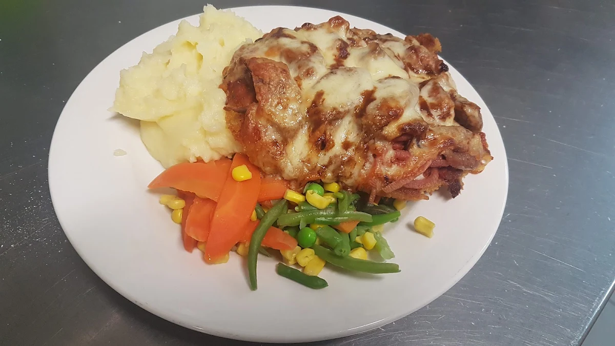 Meatlovers Parma with Veg, Wildbean Cafe.