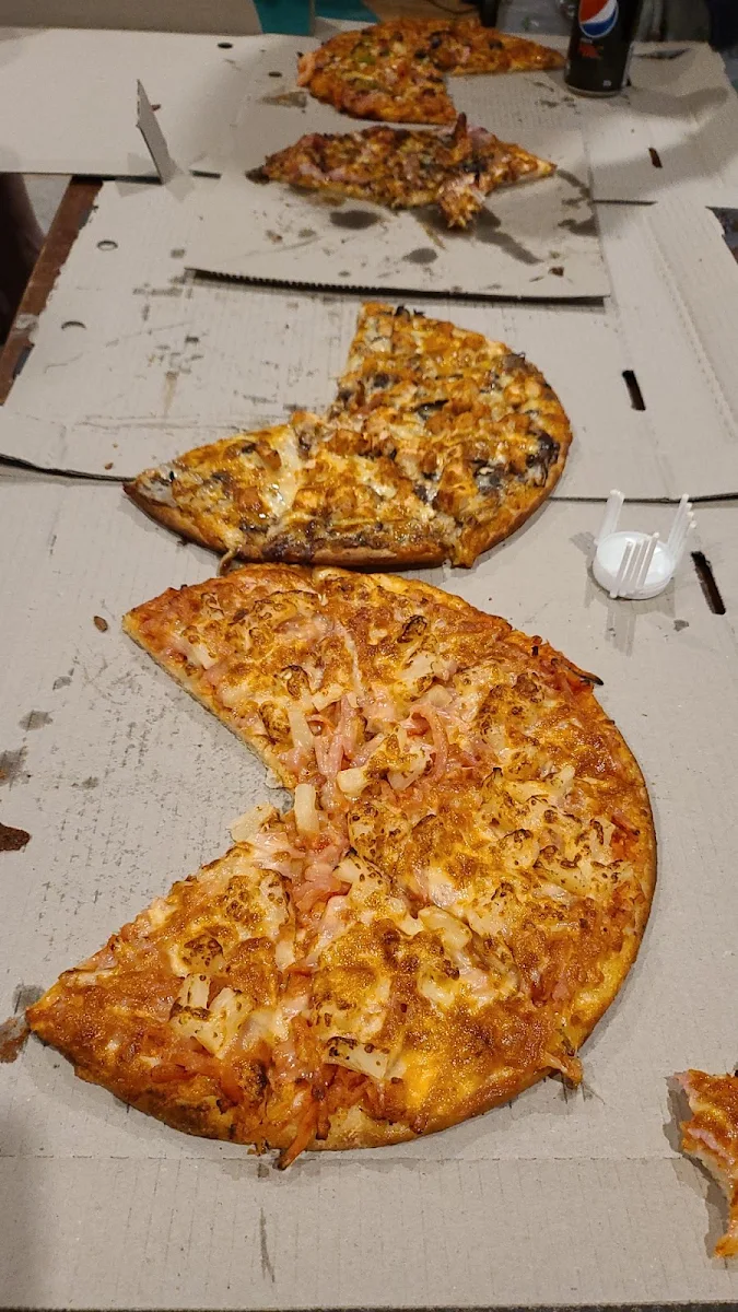 Hawaiian Pizza and Chicken BBQ Pizza