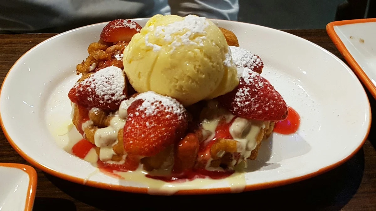 Strawberry Funnel Cake with White Chocolate