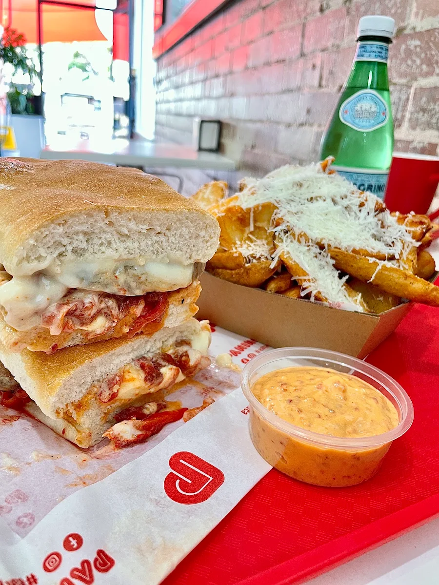 Sausage Panini Fries and Sweet Chilli Aioli