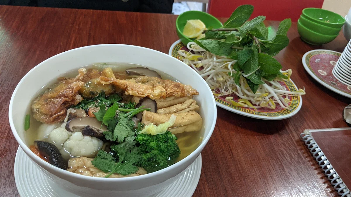 Rice Noodle Soup with Mock Meat