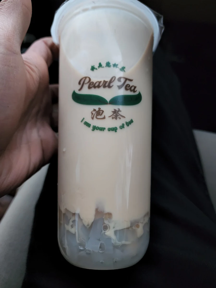 Coconut Milk Tea with Extra Coconut and Lychee Jello