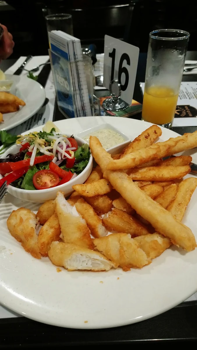 Battered Fish Chips and Salad