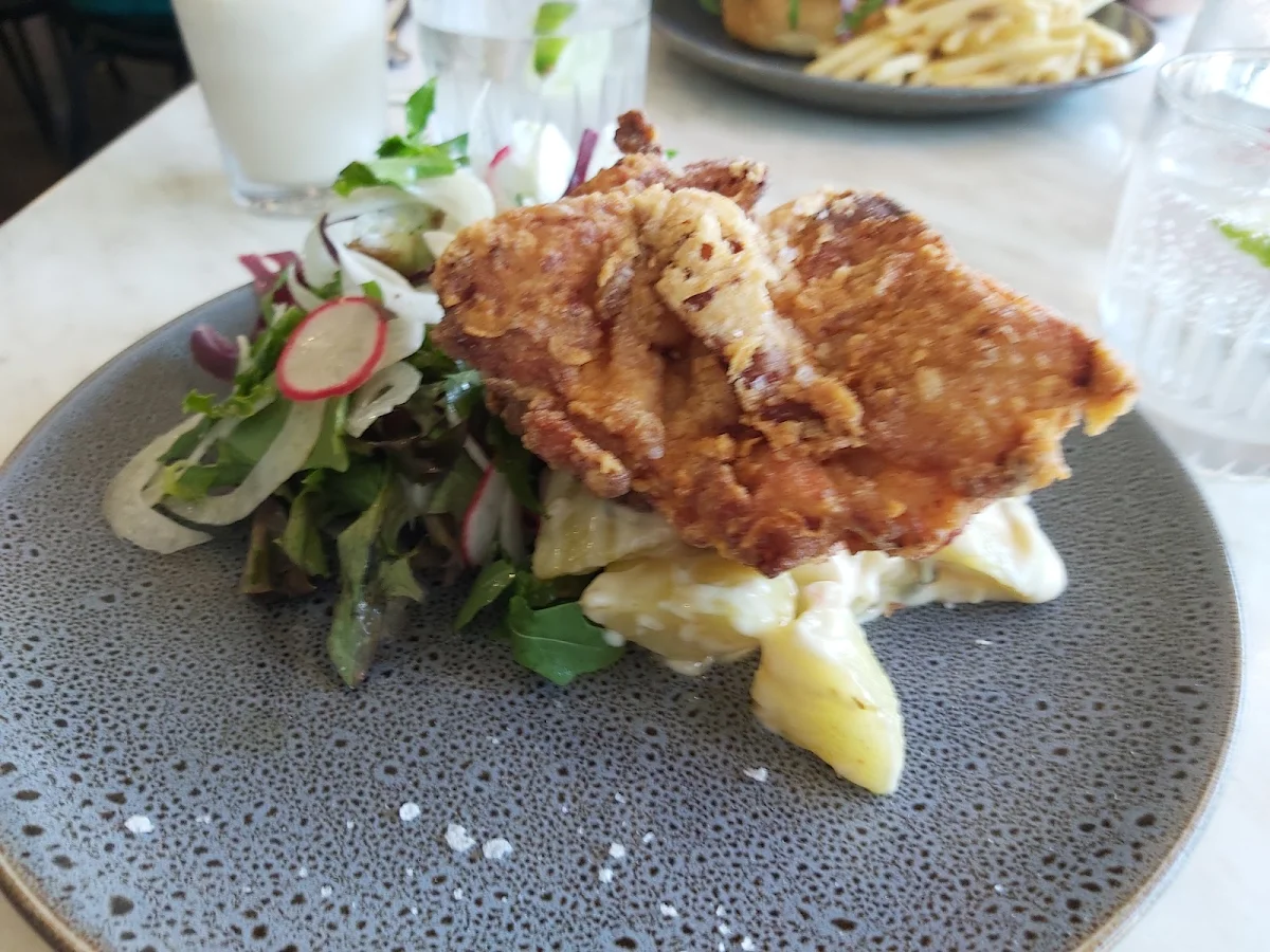 Fried Chicken with Shaved Vege Salad