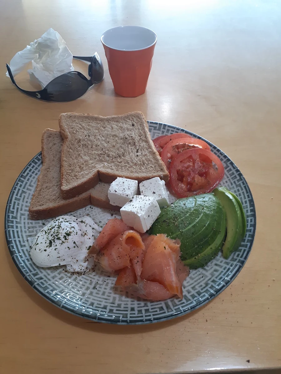 A Salmon Starter with Wholemeal Bread and Poached Egg